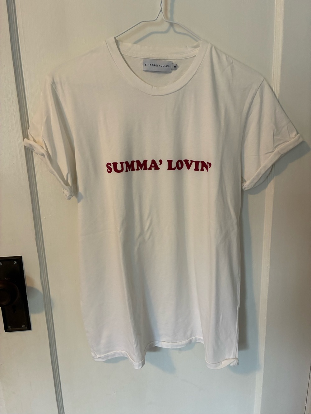 Sincerly Jules White Tee with Red 'SUMMA' LOVIN'' Graphic